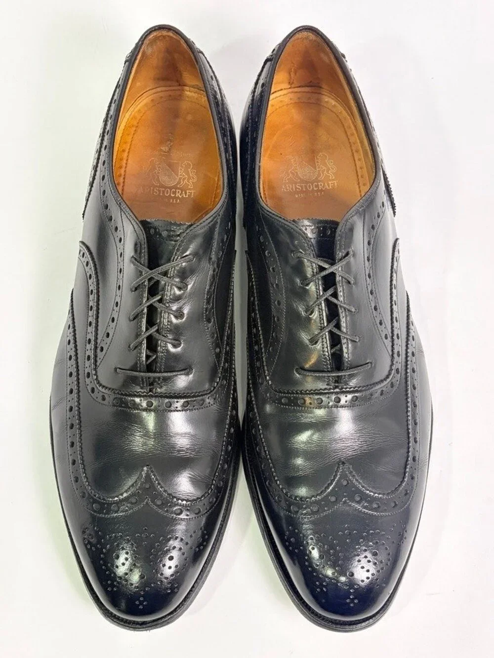RARE Johnston & Murphy Aristocraft Wingtip Oxford Shoes Men 13 C HANDMADE / VTG